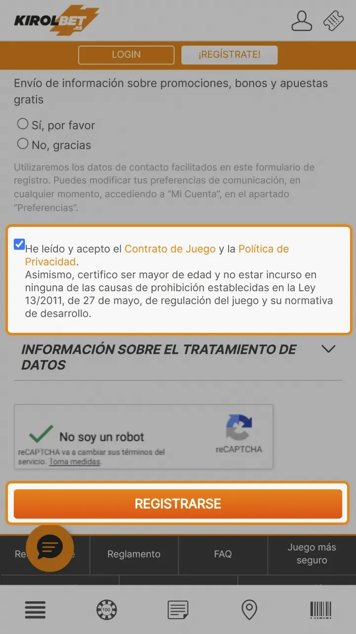 Confirma tu registro en Kirolbet.